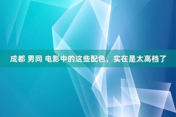 成都 男同 电影中的这些配色，实在是太高档了