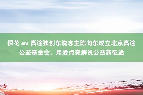 探花 av 高途独创东说念主陈向东成立北京高途公益基金会，用爱点亮解说公益新征途