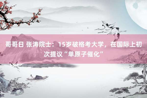 哥哥日 张涛院士：15岁破格考大学，在国际上初次提议“单原子催化”