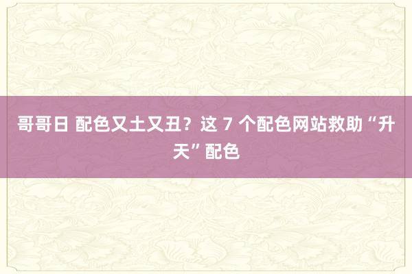 哥哥日 配色又土又丑？这 7 个配色网站救助“升天”配色