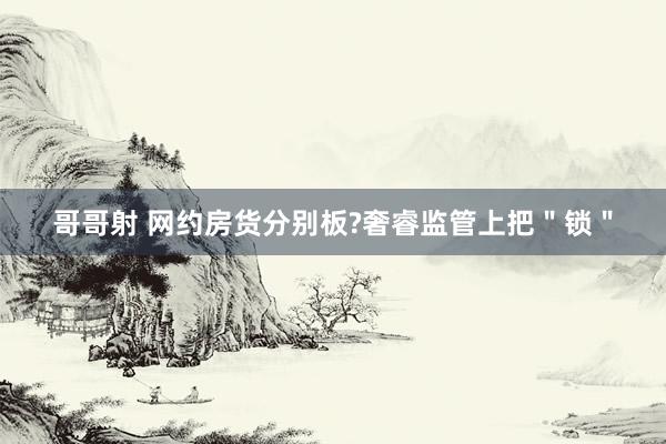 哥哥射 网约房货分别板?奢睿监管上把＂锁＂