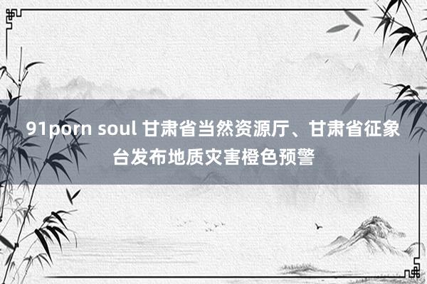 91porn soul 甘肃省当然资源厅、甘肃省征象台发布地质灾害橙色预警