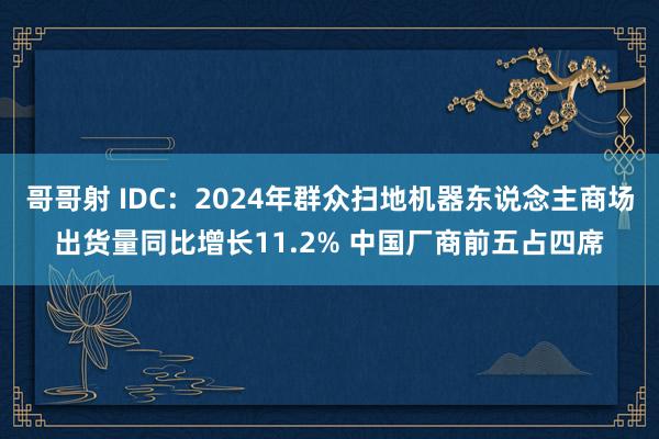 哥哥射 IDC：2024年群众扫地机器东说念主商场出货量同比增长11.2% 中国厂商前五占四席